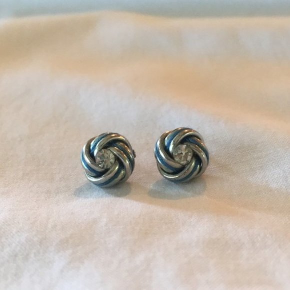 Silver knot with Blue Rhinestone American Eagle Outfitters Earrings NWT